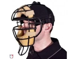 Richardson Surge Fitted Base Umpire Cap - 6 Stitch -UMP ATTIRE Shop 540 Richardson Surge Fitted Plate Base Umpire Cap 6 Stitch Worn with Mask Side View