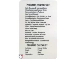 Reusable Baseball Umpire Game Card -UMP ATTIRE Shop ACS 538 Back