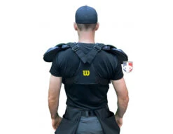 Wilson MLB West Vest Pro Gold 2 Memory Foam Umpire Chest Protector -UMP ATTIRE Shop B7203 Wilson MLB West Vest Pro Gold 2 Memory Foam Umpire Chest Protector worn back 1