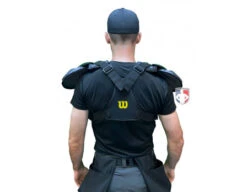 Wilson MLB West Vest Pro Gold 2 Umpire Chest Protector Replacement Harness -UMP ATTIRE Shop B7203 Wilson MLB West Vest Pro Gold 2 Memory Foam Umpire Chest Protector worn back 2