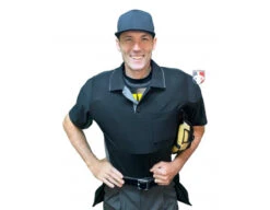 Wilson MLB West Vest Pro Gold 2 Memory Foam Umpire Chest Protector -UMP ATTIRE Shop B7203 Wilson MLB West Vest Pro Gold 2 Memory Foam Umpire Chest Protector worn shirt front