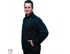 Front Page -UMP ATTIRE Shop BK 232 Smitty Track Style Basketball Wrestling Black Referee Jacket Worn Front Angled View