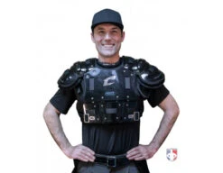 Champro Air Management Plated Umpire Chest Protector -UMP ATTIRE Shop CPAMT Champro Air Management Plated Umpire Chest Protector worn front