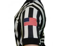 Smitty Dye Sublimated Women's 1" Stripe V-Neck Referee Shirt With USA FLAG -UMP ATTIRE Shop Dye sub USA211 Flag
