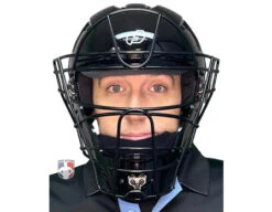 Force3 Black Defender XS3 Hockey Style Umpire Helmet -UMP ATTIRE Shop F3 XS3 BK Force3 Black Defender XS3 Hockey Style Umpire Helmet worn front