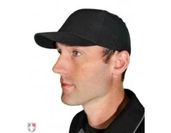 Smitty Performance Flex Fit Umpire Cap -UMP ATTIRE Shop HT314 BK Smitty Performance Flex Fit Umpire Cap 4 Stitch Worn Front Angled View 1