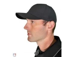 Smitty Performance Flex Fit Umpire Cap -UMP ATTIRE Shop HT316 BK Smitty Performance Flex Fit Umpire Cap 6 Stitch Worn Front Angled View