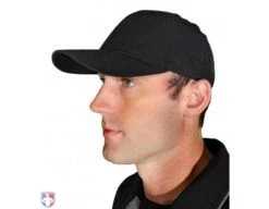 Smitty Performance Flex Fit Umpire Cap -UMP ATTIRE Shop HT318 BK Smitty Performance Flex Fit Umpire Cap 8 Stitch Worn Front Angled View