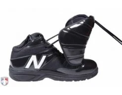 New Balance V3 Black & White Mid-Cut Umpire Plate Shoes -UMP ATTIRE Shop MU460XT3 New Balance V3 Black White Mid Cut Umpire Plate Shoes Inside Side View with Plate Up
