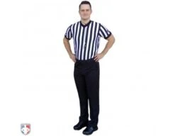 Smitty Performance 4-Way Stretch Tapered Fit Flat Front Referee Pants With Slash Pockets -UMP ATTIRE Shop S297 NBA Worn Front Angled