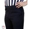Smitty Performance 4-Way Stretch Tapered Fit Flat Front Referee Pants With Slash Pockets -UMP ATTIRE Shop S297 NBA Worn Front Angled Closeup