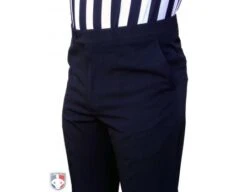 Smitty Performance 4-Way Stretch Tapered Fit Flat Front Referee Pants With Slash Pockets -UMP ATTIRE Shop S297 NBA Worn Front Angled Closeup No Hands 1