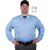 Smitty Long Sleeve Vertical Stripe Umpire Shirt - Powder Blue -UMP ATTIRE Shop S311 PB Front