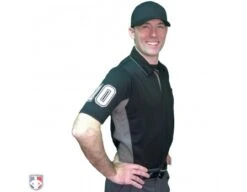 Smitty V2 Major League Replica Umpire Shirt - Black With Charcoal Grey -UMP ATTIRE Shop S314 BK with N4 SUB WBW