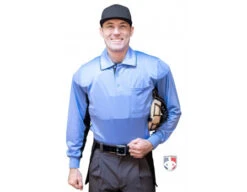 Smitty V2 Major League Replica Long Sleeve Umpire Shirt - Sky Blue With Black -UMP ATTIRE Shop S315 SB Smitty V2 Major League Replica Long Sleeve Umpire Shirt Sky Blue with Black front cp 1