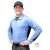 Smitty V2 Major League Replica Long Sleeve Umpire Shirt - Sky Blue With Black -UMP ATTIRE Shop S315 SB Smitty V2 Major League Replica Long Sleeve Umpire Shirt Sky Blue with Black side 1