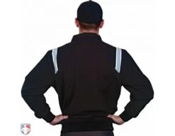 Front Page -UMP ATTIRE Shop S320 BK PB Smitty Traiditonal Half Zip Umpire Jacket Black with Polo Blue Back View 1