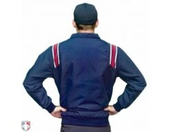 Front Page -UMP ATTIRE Shop S320 N R Smitty Traditional Half Zip Umpire Jacket Navy with Red and White Worn Back View