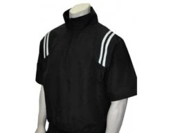 Smitty Traditional Half-Zip Short Sleeve Umpire Jacket - Black And White -UMP ATTIRE Shop S324 BK WH Smitty Traditional Half Zip Short Sleeve Umpire Jacket Black and White