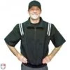 Smitty Traditional Half-Zip Short Sleeve Umpire Jacket - Black And White -UMP ATTIRE Shop S324 BK WH Smitty Traditional Half Zip Short Sleeve Umpire Jacket Black and White Worn Front View