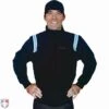 Smitty Major League Style Fleece Lined Umpire Jacket - Black And Polo Blue -UMP ATTIRE Shop S330 BK PB Smitty Major League Style Fleece Lined Umpire Jacket Black with Powder Blue Front View 2