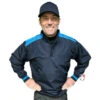 Smitty NCAA Softball Convertible Umpire Jacket - Midnight Navy -UMP ATTIRE Shop S342 Smitty NCAA Softball Convertible Umpire Jacket Midnight Navy front worn with sleeve