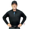 Smitty V3 Major League Replica Long Sleeve Umpire Shirt - Black With Sky Blue