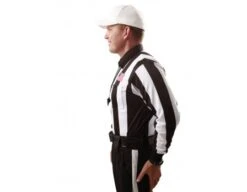 Smitty 2 1/4" Stripe Long Sleeve Football Referee Shirt With CHEST USA FLAG -UMP ATTIRE Shop USA110SIDE2 1