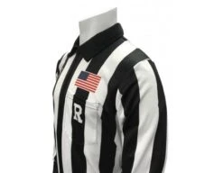 Smitty 2" Stripe Heavyweight Interlock Long Sleeve Football Referee Shirt With Position Placket -UMP ATTIRE Shop USA118X Smitty Long Sleeve Football Referee Shirt With Position Placket
