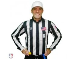 Front Page -UMP ATTIRE Shop USA129CFO Smitty 2 Stripe CFO Fleece Lined Referee Shirt Worn Front View