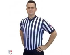 Smitty 1" Stripe Body Flex V-Neck Referee Shirt With USA Flag