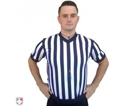 Smitty 1" Stripe Body Flex V-Neck Referee Shirt With USA Flag 4 Smitty 1" Stripe Body Flex V-Neck Referee Shirt With USA Flag - Image 2