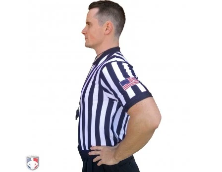 Smitty 1" Stripe Body Flex V-Neck Referee Shirt With USA Flag 5 Smitty 1" Stripe Body Flex V-Neck Referee Shirt With USA Flag - Image 3