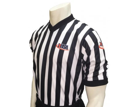 Illinois (IHSA) 1" Stripe Body Flex Men's V-Neck Referee Shirt 3 Illinois (IHSA) 1" Stripe Body Flex Men's V-Neck Referee Shirt