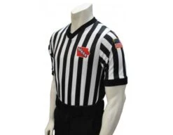 Iowa (IHSAA) 1" Stripe Body Flex Men's V-Neck Referee Shirt With Side Panels