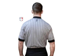 Smitty Body Flex Grey V-Neck Referee Shirt With Black Pinstripes And USA FLAG -UMP ATTIRE Shop USA205 FLEX Back