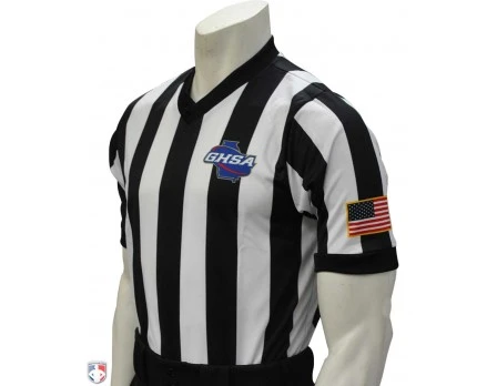 Georgia (GHSA) 2" Stripe Body Flex Men's V-Neck Basketball Referee Shirt 3 Georgia (GHSA) 2" Stripe Body Flex Men's V-Neck Basketball Referee Shirt