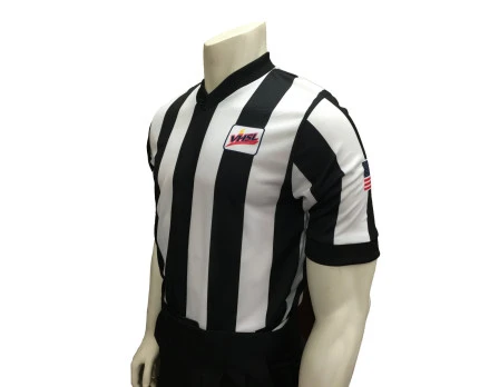 Virginia (VHSL) 2 1/4" Stripe Body Flex Men's V-Neck Referee Shirt 3 Virginia (VHSL) 2 1/4" Stripe Body Flex Men's V-Neck Referee Shirt