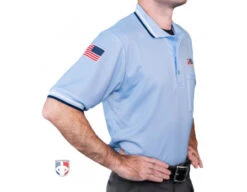 Illinois (IHSA) Umpire Shirt - Powder Blue -UMP ATTIRE Shop USA300ILL PB Illinois Umpire Shirt Powder Blue angled flag side