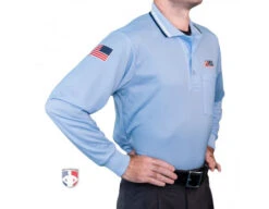 Illinois (IHSA) Long Sleeve Umpire Shirt - Powder Blue -UMP ATTIRE Shop USA301ILL PB Illinois IHSA Long Sleeve Umpire Shirt Powder Blue angled 2