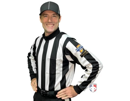 Indiana (IHSAA) 2 1/4" Stripe Foul Weather Football Referee Shirt 3 Indiana (IHSAA) 2 1/4" Stripe Foul Weather Football Referee Shirt