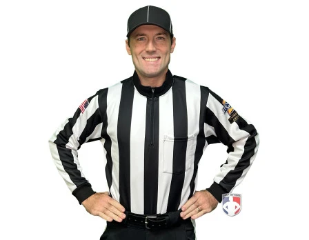 Indiana (IHSAA) 2 1/4" Stripe Foul Weather Football Referee Shirt 4 Indiana (IHSAA) 2 1/4" Stripe Foul Weather Football Referee Shirt - Image 2
