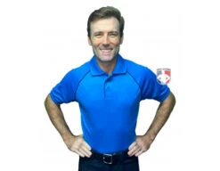Smitty Men's Mesh Volleyball Referee Shirt - Bright Blue -UMP ATTIRE Shop VBS 400 BB Smitty Men s Mesh Volleyball Referee Shirt Bright Blue front